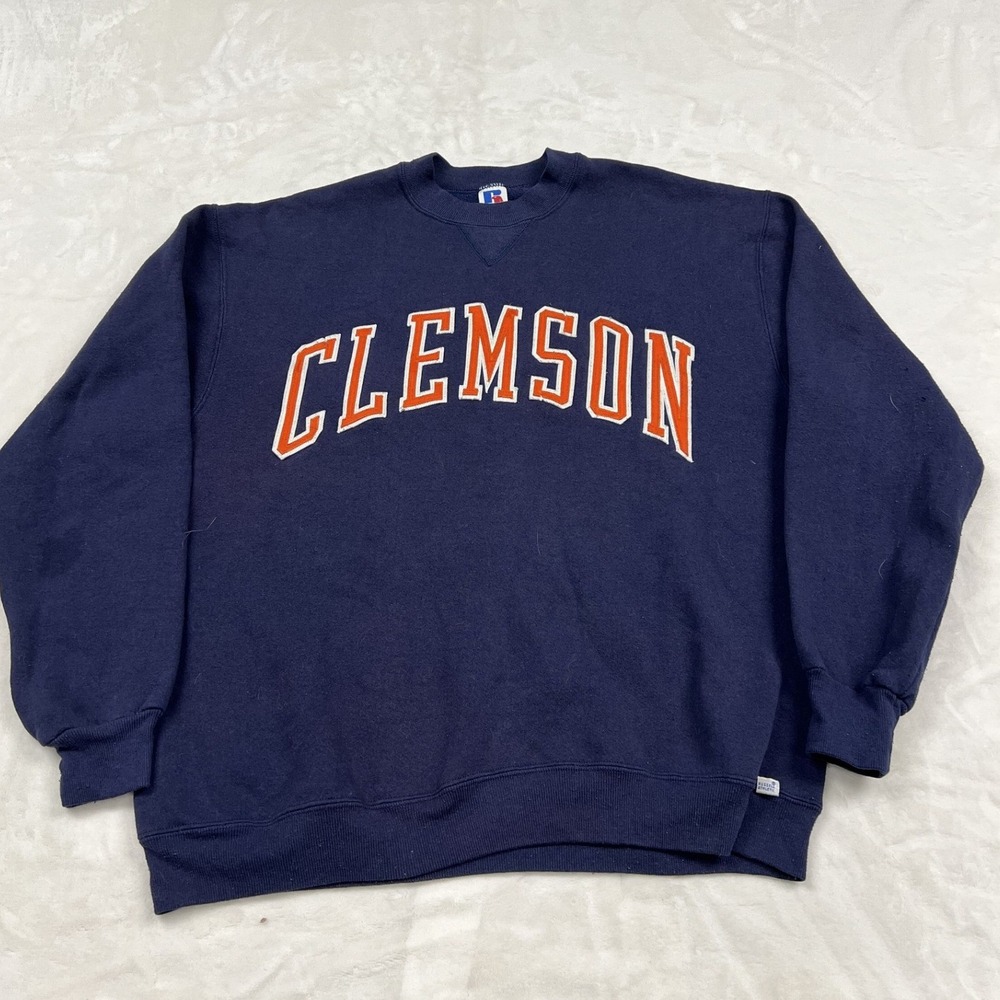 Russell Athletic Sweatshirt Mens XL Navy Clemson Tigers Vintage Made in USA